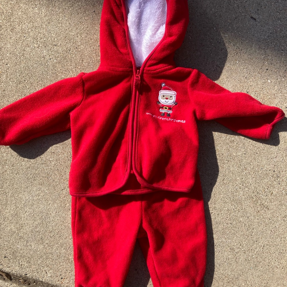 0-3 Month Baby’s First Christmas Fleece Outfit